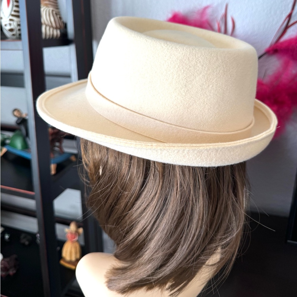 Saks 5th Avenue Cream Wool Fedora - Picture 5 of 11